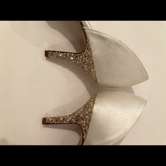 Ivory Kate Spade D'Orsay Wedding Heels with Gold Glitter - Picture 6 of 6